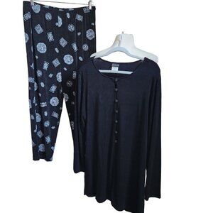 vtg Citiknits QVC Slinky 2Pc Set Sz Large Long Sleeves Blouse Pants Lagenlook‎